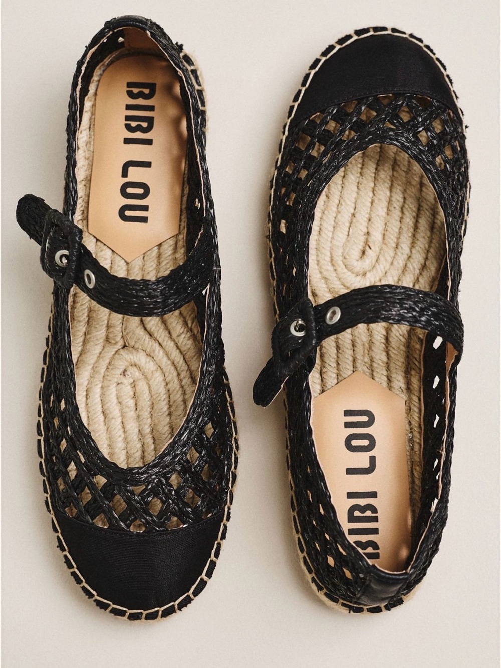 NEW Bib Lou  Anthropologie Raffia Mary Jane Flats Black 8.5 39